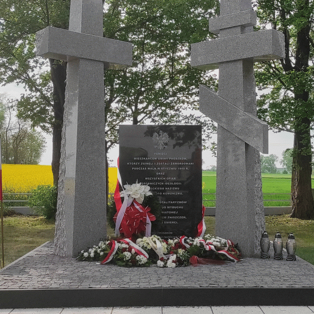 Pomnik w Chrzowicach upamiętniający ofiary II wojny światowej na terenie Gminy Prószków
